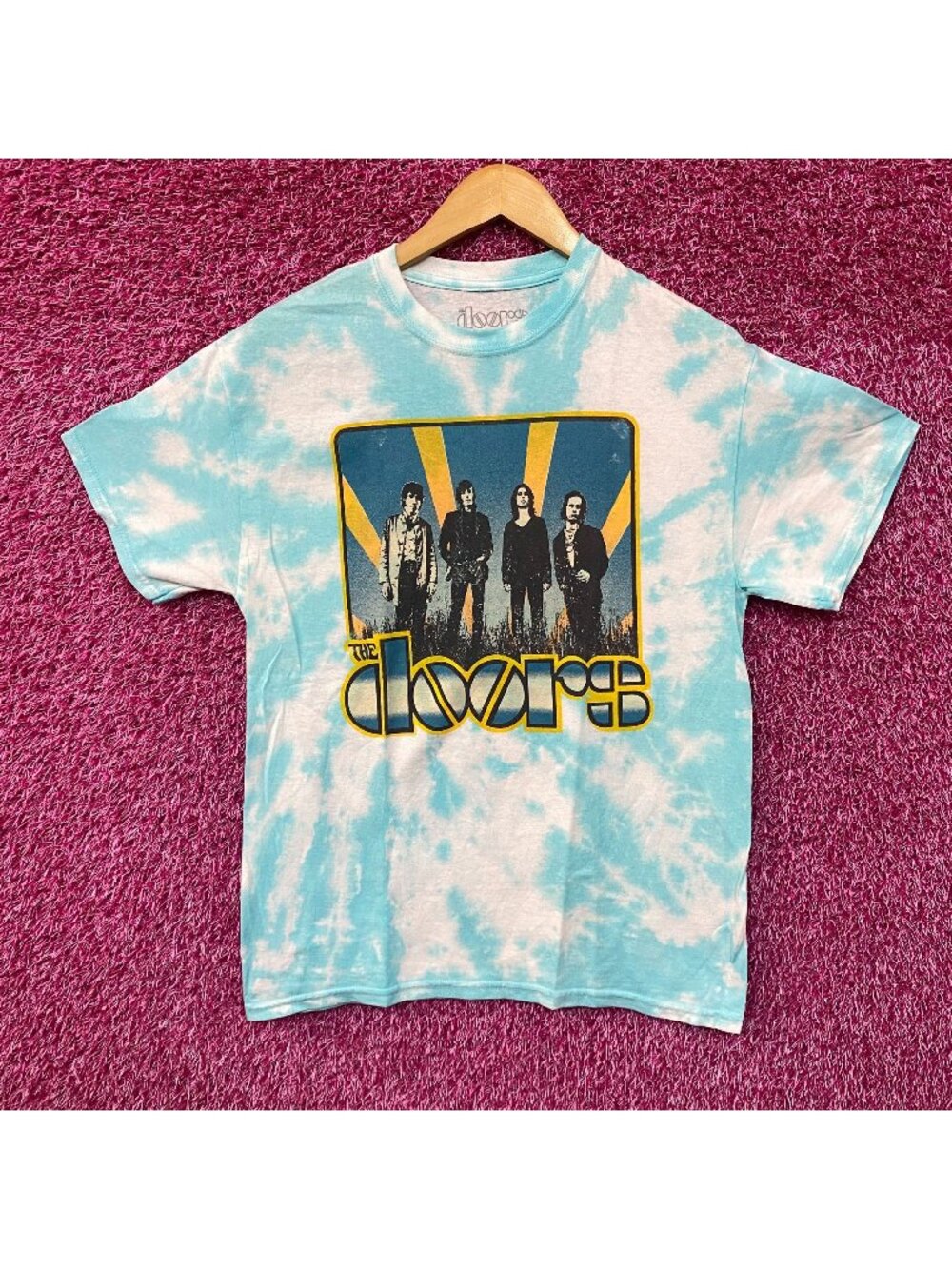 The Doors Waiting For The Sun Album Cover Tie Dye Baby Blue T-Shirt Medium